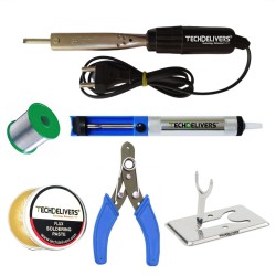 TECHDELIVERS® Bakelite Solder Iron 35w Kit, Desoldering Pump, Soldering Wire Reel, Soldering Paste, Stand, Cutter TECHDELIVERS® Bakelite Solder Iron 35w Kit, Desoldering Pump, Soldering Wire Reel, Soldering Paste, Stand, Cutter