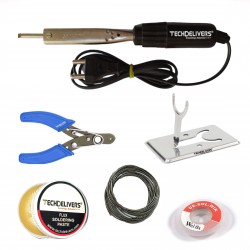 TECHDELIVERS® 35Watt Bakelite Handle Soldering Iron Flat Tip with Cutter, Stand, Paste, Wire, Wick TECHDELIVERS® 35Watt Bakelite Handle Soldering Iron Flat Tip with Cutter, Stand, Paste, Wire, Wick