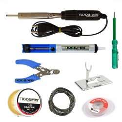 TECHDELIVERS® 35Watt Bakelite Handle Soldering Iron Kit with Desolder PUMP, Cutter, Tester, Stand, Paste, Wire, Wick TECHDELIVERS® 35Watt Bakelite Handle Soldering Iron Kit with Desolder PUMP, Cutter, Tester, Stand, Paste, Wire, Wick