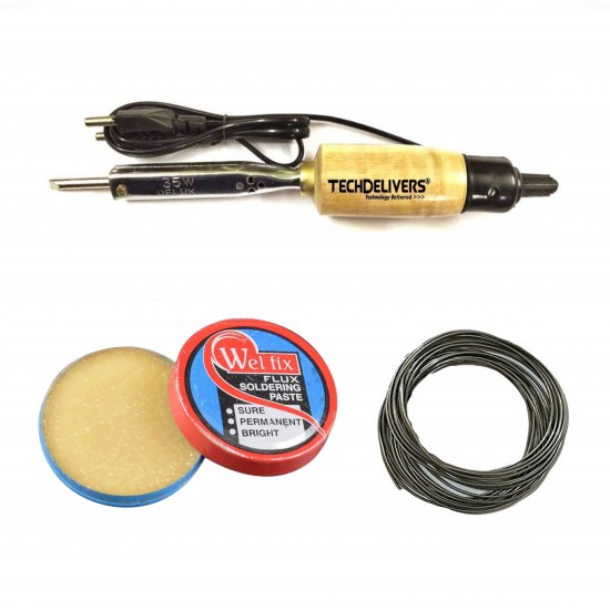 TECHDELIVERS® 35W Soldering Iron Kit 3 in one with Solder Wire and Paste