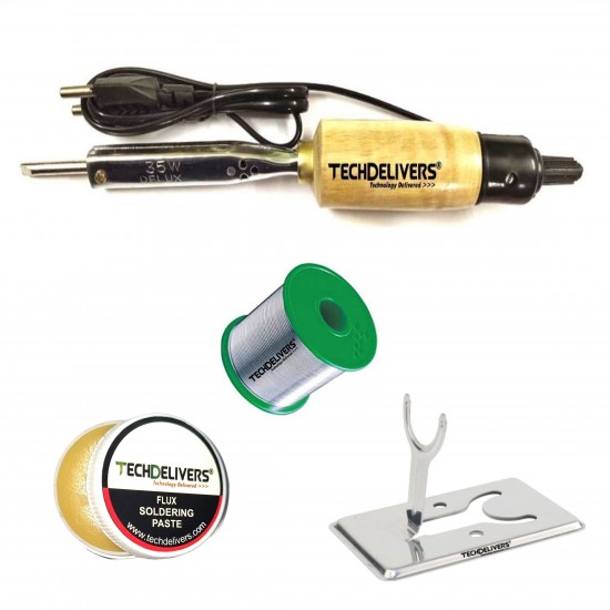 TECHDELIVERS® 35 Watt Soldering Iron Kit, Soldering Wire Reel, Soldering Paste, Stand 35 W Simple TECHDELIVERS® 35 Watt Soldering Iron Kit, Soldering Wire Reel, Soldering Paste, Stand 35 W Simple