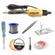 TECHDELIVERS® 8in1 Basic 35W Soldering Iron Kit with 5 Meter Solder Wire, Flux, Stand, Tester, Bit, Tweezer, Wick 35W Simple Flat Tip