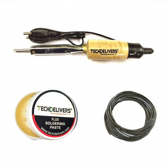 TECHDELIVERS® 35W Soldering Iron Kit 3 in one with Solder Wire and Paste