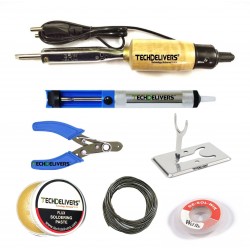 TECHDELIVERS® 35Watt Solder Iron Kit with Desolder PUMP, Cutter, Stand, Paste, Wire, Wick