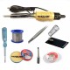 TECHDELIVERS® 8in1 Basic 35W Soldering Iron Kit with 5 Meter Solder Wire, Flux, Stand, Tester, Bit, Tweezer, Wick 35W Simple Flat Tip