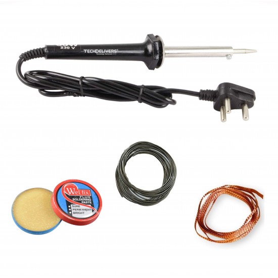 TECHDELIVERS® 60 watt Soldering Iron Kit, Soldering Wire, Soldering Paste, Desolder Wick