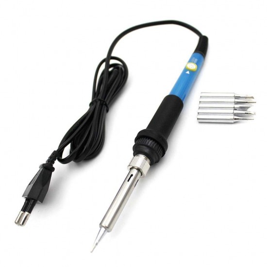 One-Stop 60W 220V ESD Safe Temperature Adjustable Electric Soldering Iron with Extra 5 Bits