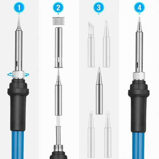 Frentaly 60W Adjustable Temperature Soldering Iron Kit – Electric Gun With Solder Wire & Tips, 110V