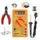 TECHDELIVERS® Digital Multimeter kit with Solder Iron, Cutter, Stand, Desoldering Wick, Soldering Wire Reel, Soldering Paste 60 Watt Iron