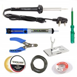 TECHDELIVERS® 60 Watt Soldering Iron Kit with Desolder PUMP, Cutter, Tester, Stand, Paste, Wire, Wick TECHDELIVERS® 60 Watt Soldering Iron Kit with Desolder PUMP, Cutter, Tester, Stand, Paste, Wire, Wick