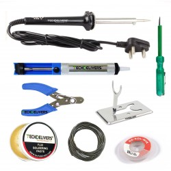 TECHDELIVERS® 60 Watt Soldering Iron Kit with Desolder PUMP, Cutter, Tester, Stand, Paste, Wire, Wick