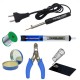 TECHDELIVERS® Mini Solder Iron 8w Kit | Desoldering Pump | Soldering Wire Reel | Soldering Paste | Stand | Cutter (Pointed Tip)