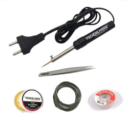 TECHDELIVERS® 8W Soldering Iron Kit Set | Soldering Wire | Soldering Paste | Desolder Wick | Tweezer (Pointed Tip) TECHDELIVERS® 8W Soldering Iron Kit Set | Soldering Wire | Soldering Paste | Desolder Wick | Tweezer (Pointed Tip)