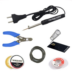 TECHDELIVERS® 6in1 8Watt Electric Soldering Iron Kit Set with Desoldering | WICK |Stand |Flux | Wire Stripper | Solder Wire for DIY/Crafts TECHDELIVERS® 6in1 8Watt Electric Soldering Iron Kit Set with Desoldering | WICK |Stand |Flux | Wire Stripper | Solder Wire for DIY/Crafts