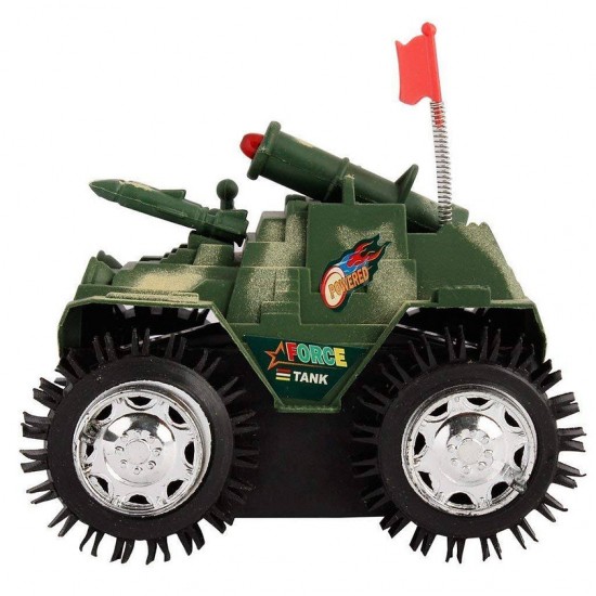 Plastic Tumbling Tank Military Stunt Car Green for children