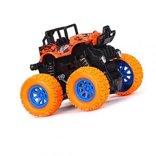 Mini Monster Truck Friction Powered Cars with Front and Rear Suspension with Coil Spring Shock Units for kids - Orange