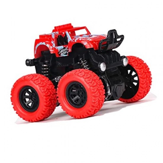 Friction Powered Toys Car Monster Truck with Front and Rear Suspension with Coil Spring Shock Units for kids - Red