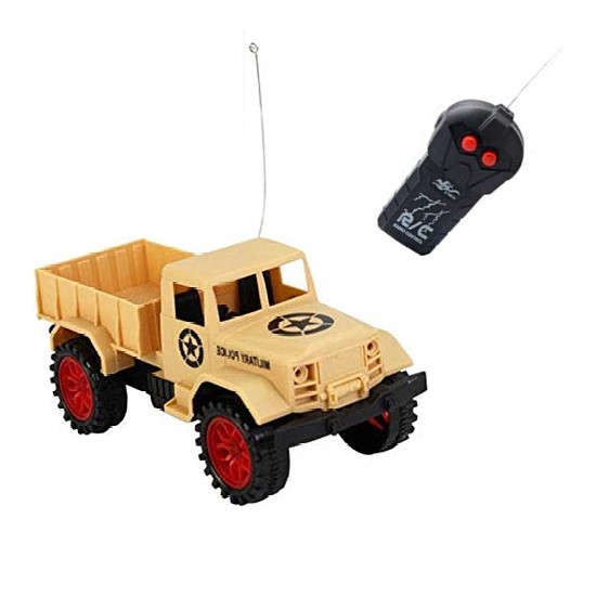 Military Remote Control Jeep Truck Wireless RC 1:24 Scale Car Vehicle 2 Channel Forward and Backward Military Dessert Color