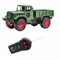 Military Remote Control Jeep Truck Wireless RC 1:24 Scale Car Vehicle 2 Channel Forward and Backward Military Green Color